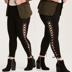 Black Lace Up Pixie Leggings Nwt 